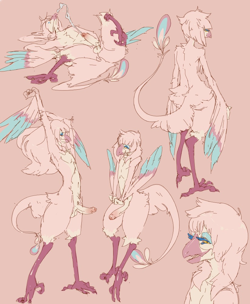 2014 anthro avian balls beak bodily_fluids cum cumshot e621 ejaculation erection femboy foreskin genital_fluids genitals humanoid_genitalia humanoid_penis jagged_mouth male model_sheet nevrea nevrean non-mammal_balls orgasm partially_retracted_foreskin penis priley simple_background sketch solo tatsumichi teeth toothed_beak