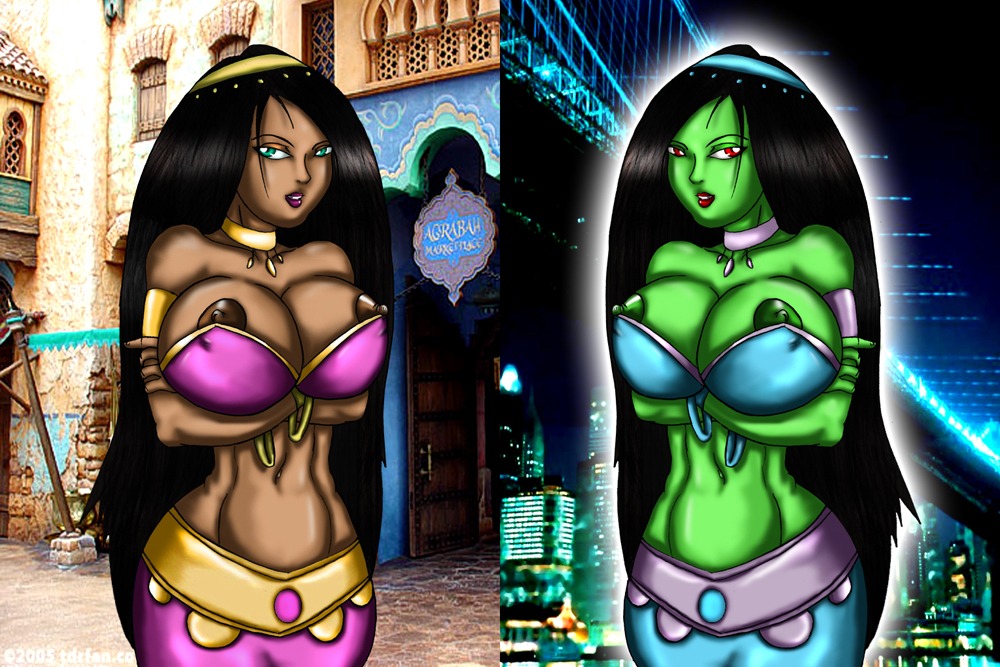 arabian arabian_clothes danny_phantom desiree desiree_(human) drago-flame female green_skin harem_outfit rule34 tagme