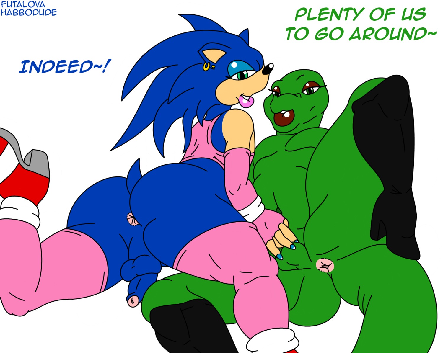 2013 anthro anus backsack bald balls blue_body blue_hair butt clothed clothing crossdressing duo e621 english_text eulipotyphlan fan_character femboy flaccid foreskin futalova genitals green_eyes habbodude hair hedgehog hi_res inviting legwear lizard looking_at_viewer looking_back male male/male mammal navel nude penis presenting presenting_hindquarters rear_view reptile scalie seductive sega smile sonic_the_hedgehog sonic_the_hedgehog_(series) spread_legs spreading stockings text thigh_highs