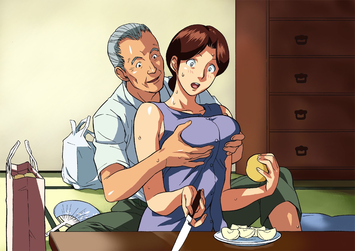 apple apples bag black_hair blush breast_grab breast_squeeze breasts brown_hair cirima fan female food fruit grey_hair groceries hikaru_no_go holding holding_apple holding_fruit housewife knife large_breasts male mature milf mitsuko_sanrakugaki old_male on_floor open_mouth peeling rule34 sack shindou_heihachi shindou_mitsuko short_hair sitting sitting_on_lap sitting_on_person smile spread_legs surprised sweat table volvox