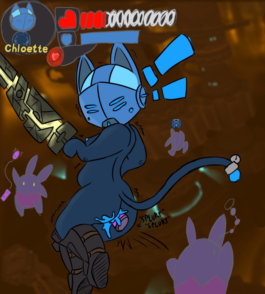 2013 anthro armor bodily_fluids breasts butt chloette cum demon devilite dildo e621 female gameplay_mechanics genital_fluids grey_havens group gui health_bar holding_object holding_weapon lettucebot nipples nude obscured_face penetration sex_toy solo_focus spiral_knight_(species) spiral_knights three_rings vaginal vaginal_penetration weapon