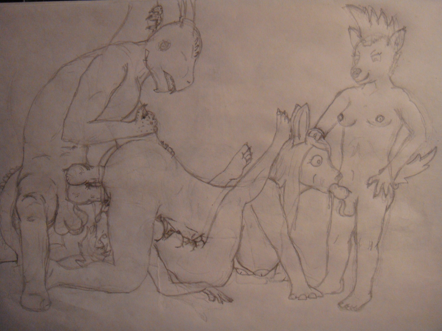 2_penises 4:3 4_balls 4_breasts 6_breasts absurd_res anal anal_penetration animal_genitalia animal_penis balls big_breasts big_penis breasts butt canine_genitalia canine_penis double_penetration e621 english_text equine_genitalia equine_penis erection female foursome furpics genitals group group_sex herm hi_res hyena intersex kangaroo knot macropod male male_penetrating mammal marsupial multi_balls multi_breast multi_genitalia multi_penis nude penetration penis pouch_(anatomy) pouch_penetration scalie sex spotted_hyena supernumerary_breasts text traditional_media_(artwork) vaginal vaginal_penetration vulva