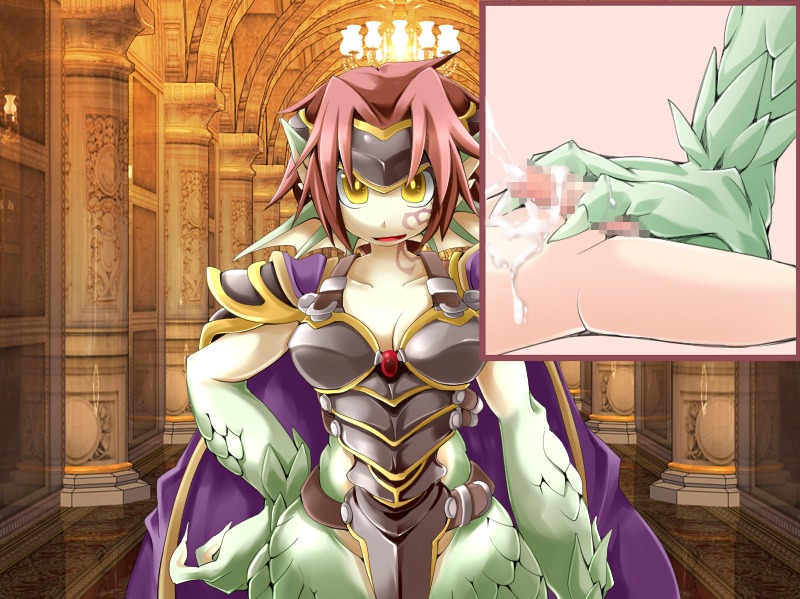 armor censored cum feet female footjob granberia monster_girl monster_girl_quest red_hair rule34 scales