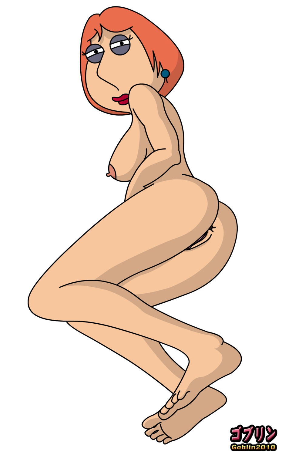 1girls 2d breasts completely_nude family_guy female female_only human lipstick lois_griffin nipples nude nude_female orange_hair rule34 solo tagme thegoblin white_background