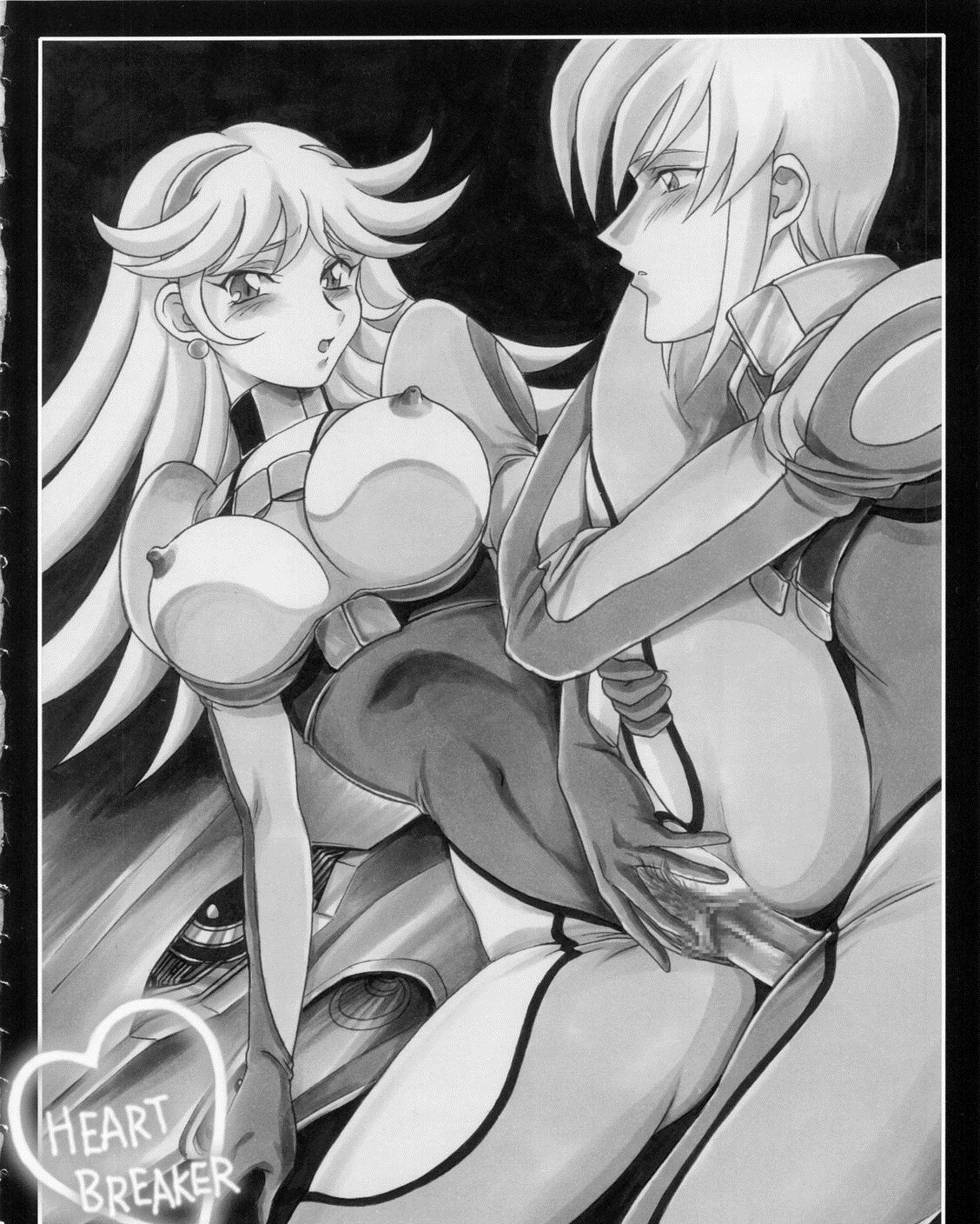 breasts censored ellis_valentine female highres incest knight_valentine large_breasts long_hair rule34 shinkon_gattai_godannar!! spread_legs