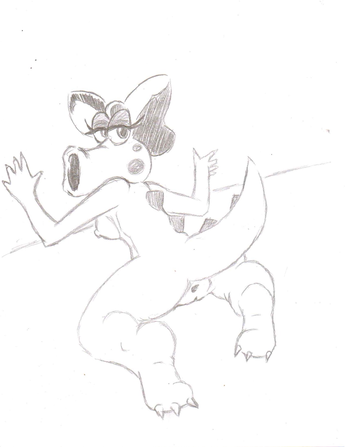 artist_request birdo black_and_white female mario_(series) nintendo rule34 tagme