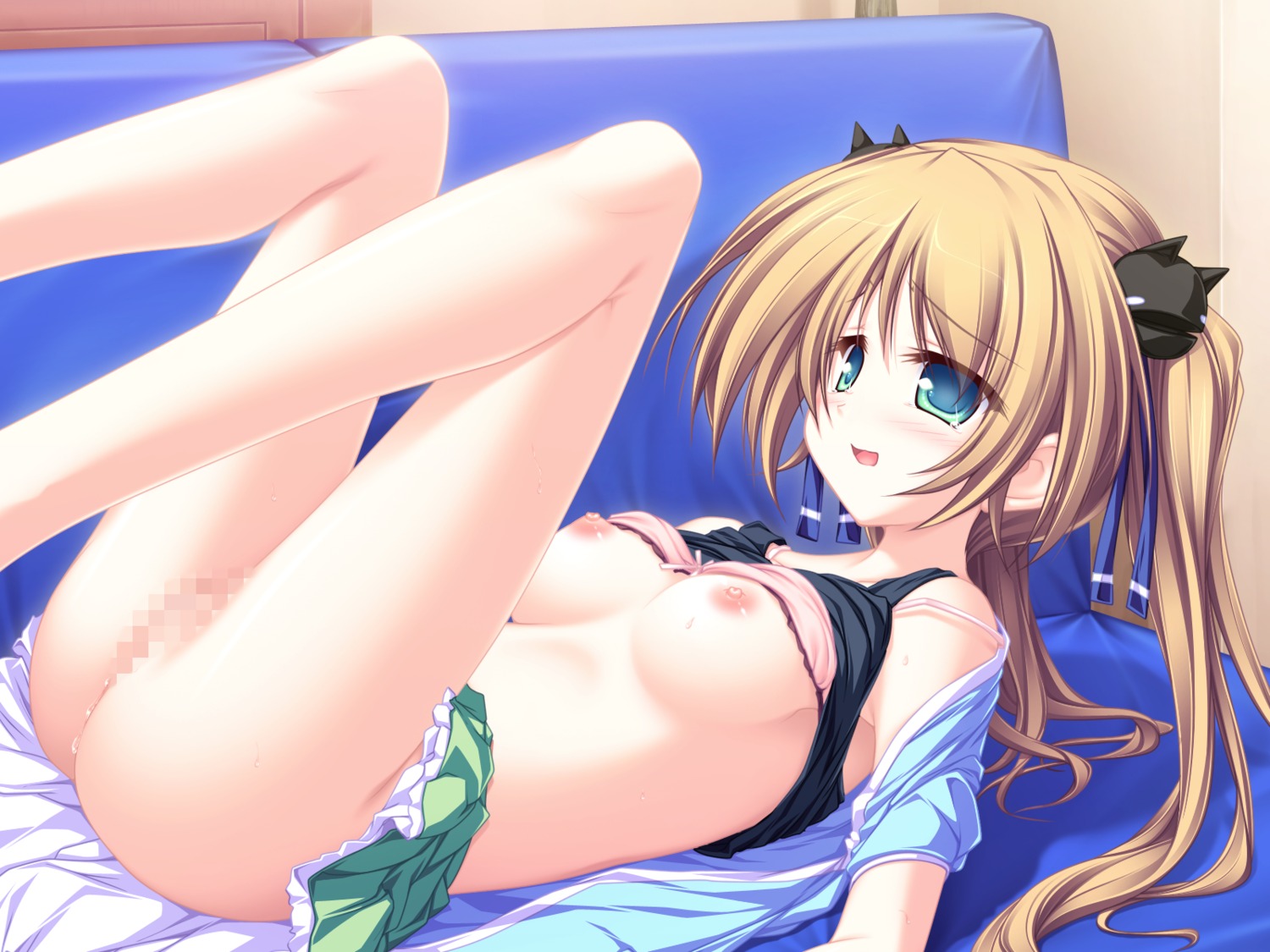 breasts censored female game_cg green_eyes hisagihara_ui nipples pussy rule34 suzukaze_no_melt tear tenmaso tied_hair twintails