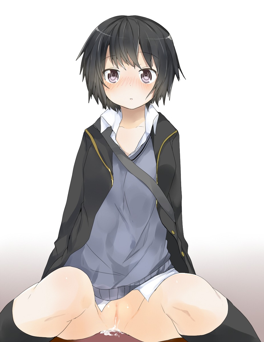 after_sex amagami ayase08 black_eyes black_hair blush cum cum_in_pussy cum_inside female highres kneehighs nanasaki_ai no_panties pussy rule34 school_uniform short_hair sitting socks solo spread_legs sweater uncensored