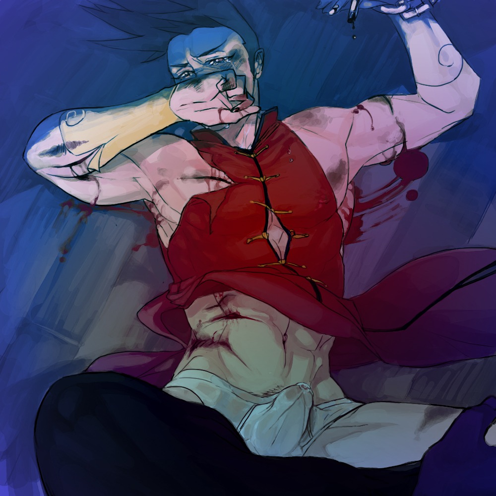 blood cum_through_nose defeated erection erection_under_clothes gay male male_only rule34 street_fighter tagme tear underwear video_games yang_(street_fighter) yaoi