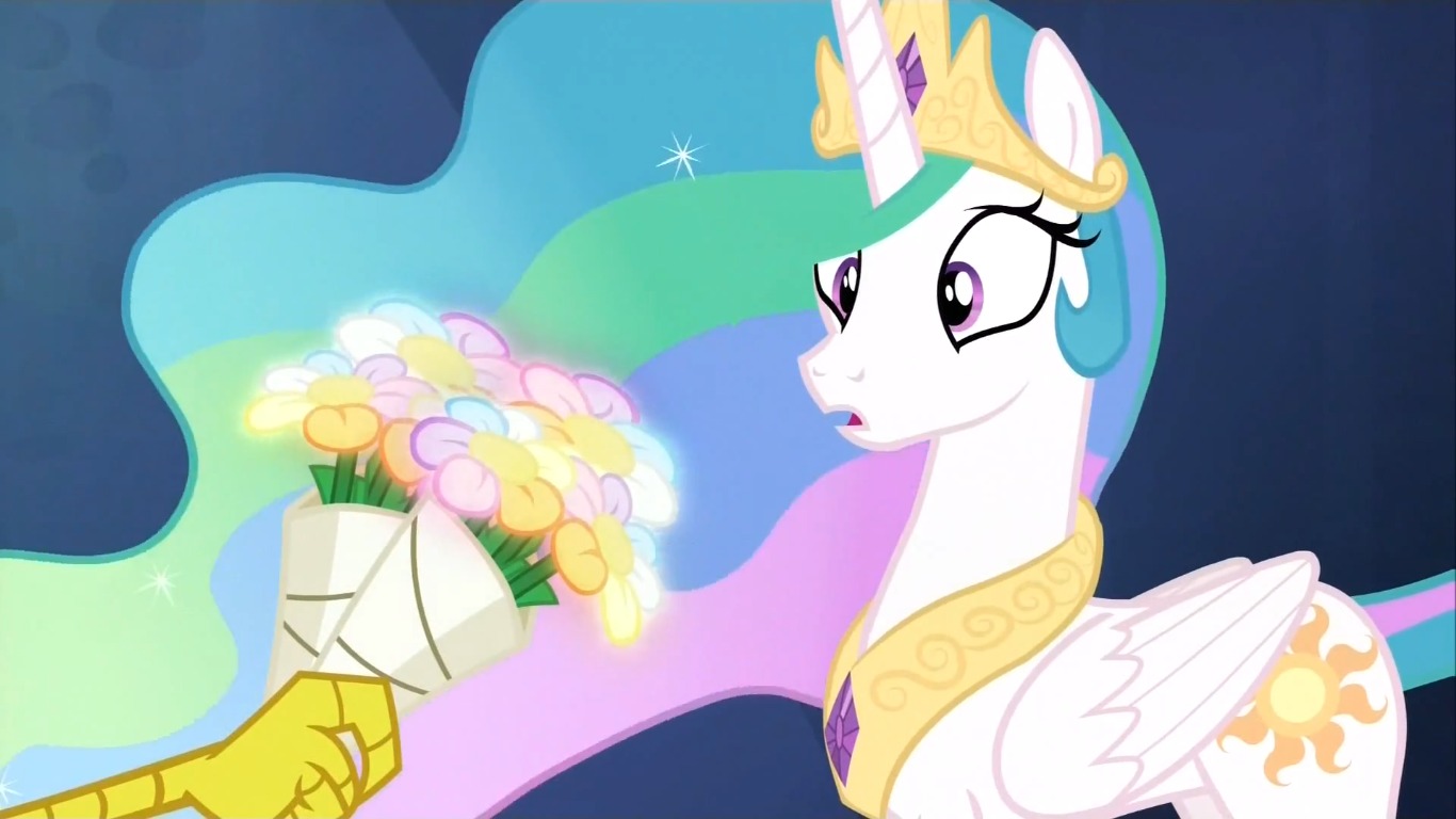 bouquet crown cutie_mark discord_(mlp) duo e621 equid equine feathered_wings feathers female flower friendship_is_magic fur hair hasbro headgear horn long_hair mammal multicolored_hair my_little_pony mythological_creature mythological_equine mythology open_mouth plant princess_celestia_(mlp) purple_eyes royalty screencap tiara unknown_artist white_body white_fur winged_unicorn wings