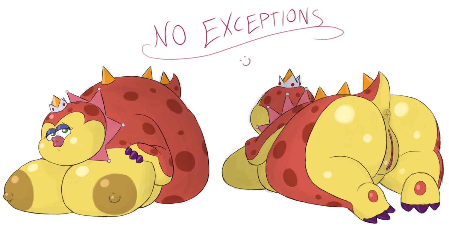 anus big_breasts big_butt breasts brown_nipples butt crown digital_media_(artwork) e621 english_text female genitals glamdozer green_eyes headgear hi_res huge_breasts lips mario_bros nintendo nipples nude overweight overweight_female plump_labia solo super_mario_galaxy text thick_lips timoteihiv vulva