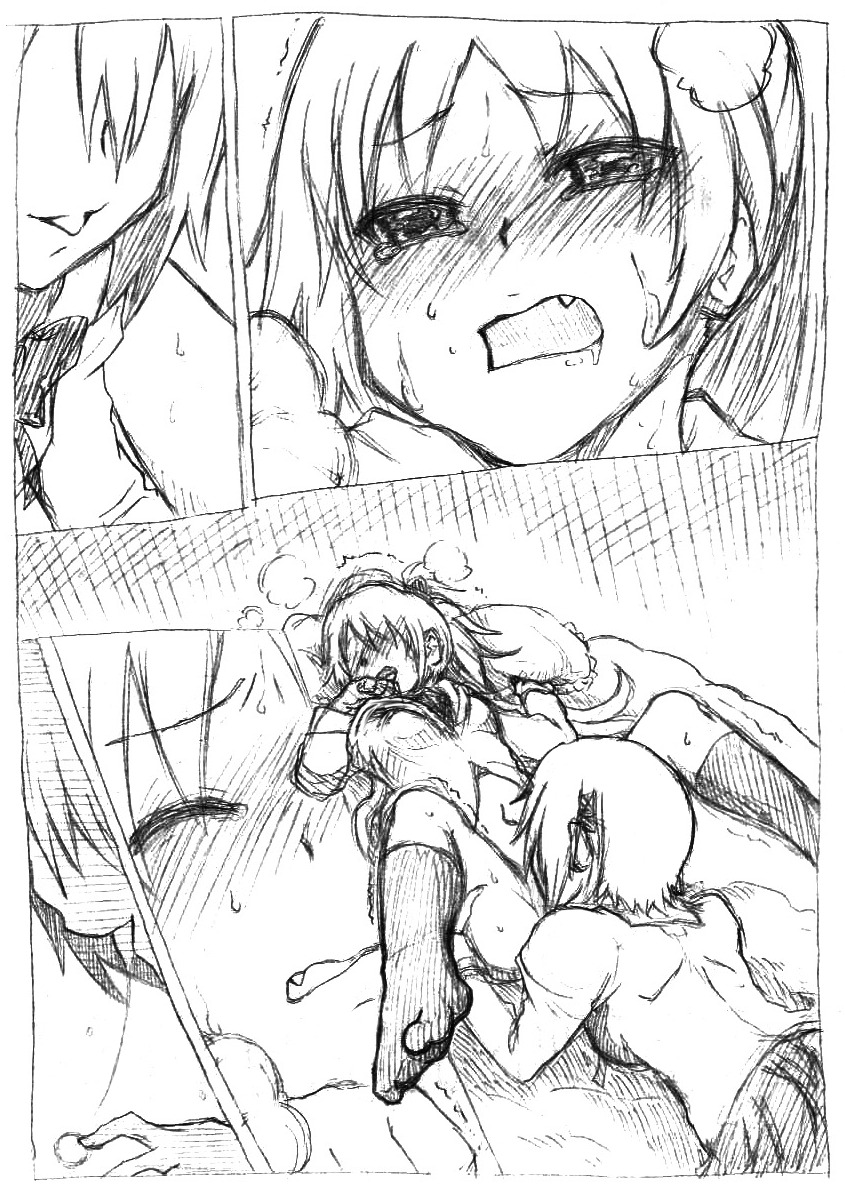 2012 2girls black_and_white blush blush_lines blushing cunnilingus daigaga face feet female highres human human_only licking licking_lips licking_pussy long_hair mahou_shoujo_madoka_magica miki_sayaka monochrome multiple_females multiple_girls nervous not_furry oral oral_sex pleasure_face ponytail puella_magi_madoka_magica pussy rule34 sakura_kyouko short_hair sketch socks tear tied_hair toe-point yuri