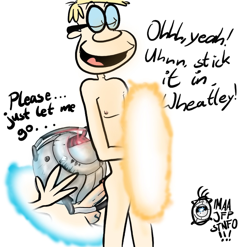 balls blue_portal crossover emotion_core gay imaajfpstnfo male male_only orange_portal penis portal portal_(series) portal_2 rule34 stephen_merchant testicles text the_ricky_gervais_show valve wheatley