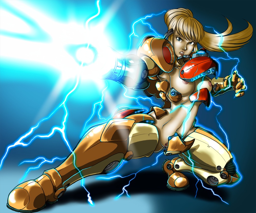 arm_cannon armor armored_samus broken_armor female female_only human laser metroid nintendo rule34 samus_aran solo uncensored varia_suit