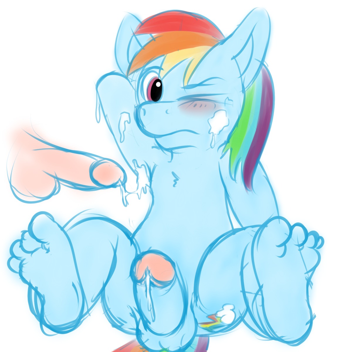 1:1 4_toes anthro balls barefoot blue_fur blush closed_mouth color cum equine erection friendship_is_magic fur furry gay hair horse male male_only multicolored_hair multiple_males my_little_pony nude penis pink_eyes pony rainbow_blitz_(mlp) rainbow_dash_(mlp) rainbow_hair rule34 rule_63 sitting smooth_skin tail testicles wink yaoi
