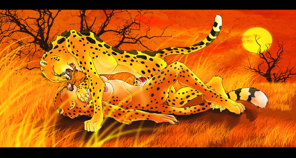 africa black_bars bodily_fluids breasts cheetah chest_tuft cum cum_inside duo e621 erection eye_contact felid feline female female_penetrated from_front_position fur genital_fluids genitals grass jasiri khisa king_cheetah letterbox looking_at_another lying male male/female male_penetrating male_penetrating_female mammal missionary_position nipples nude on_back open_mouth orgasm outside penetration penile penile_penetration penis penis_in_vagina plant raised_tail savanna sex snarling spots sunset tail teeth tuft vaginal vaginal_penetration yemalla