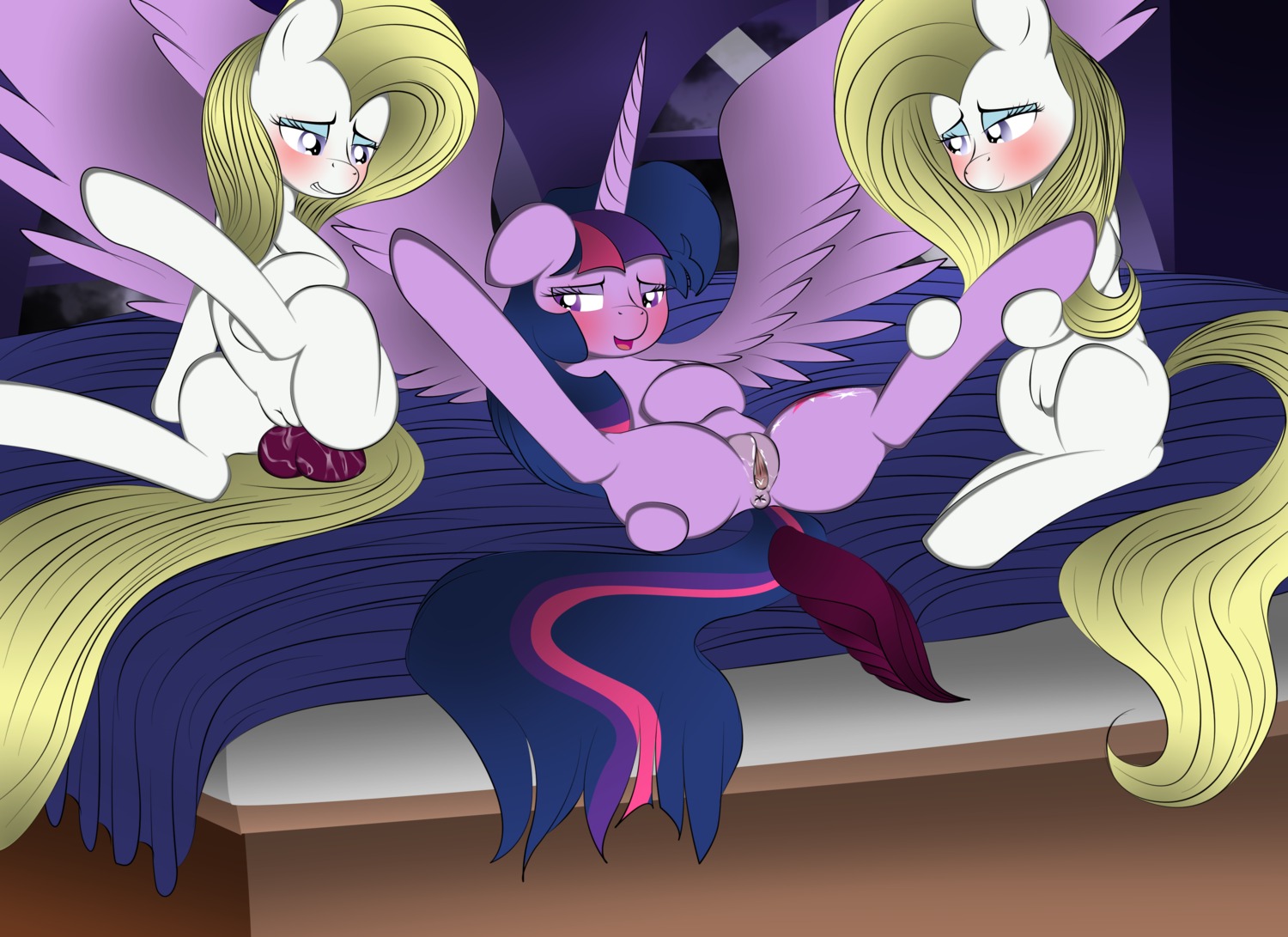 2013 absurd_res anus blonde_hair blush dildo dildo_in_vagina dildo_insertion dildo_sitting e621 equid equine fan_character feathered_wings feathers female feral friendship_is_magic fur genitals group hair hasbro hi_res horn mammal multicolored_hair my_little_pony mythological_creature mythological_equine mythology open_mouth penetration purple_body purple_fur purple_hair sex_toy sex_toy_in_vagina sex_toy_insertion tail tongue twilight_sparkle_(mlp) two_tone_hair v-d-k vaginal vaginal_penetration vulva winged_unicorn wings