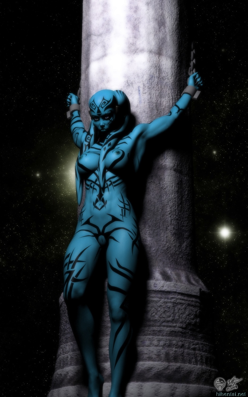 2009 3d alien blue_skin bondage chains darth_hell female nude rule34 sith star_wars star_wars:_legacy tattoo twi'lek