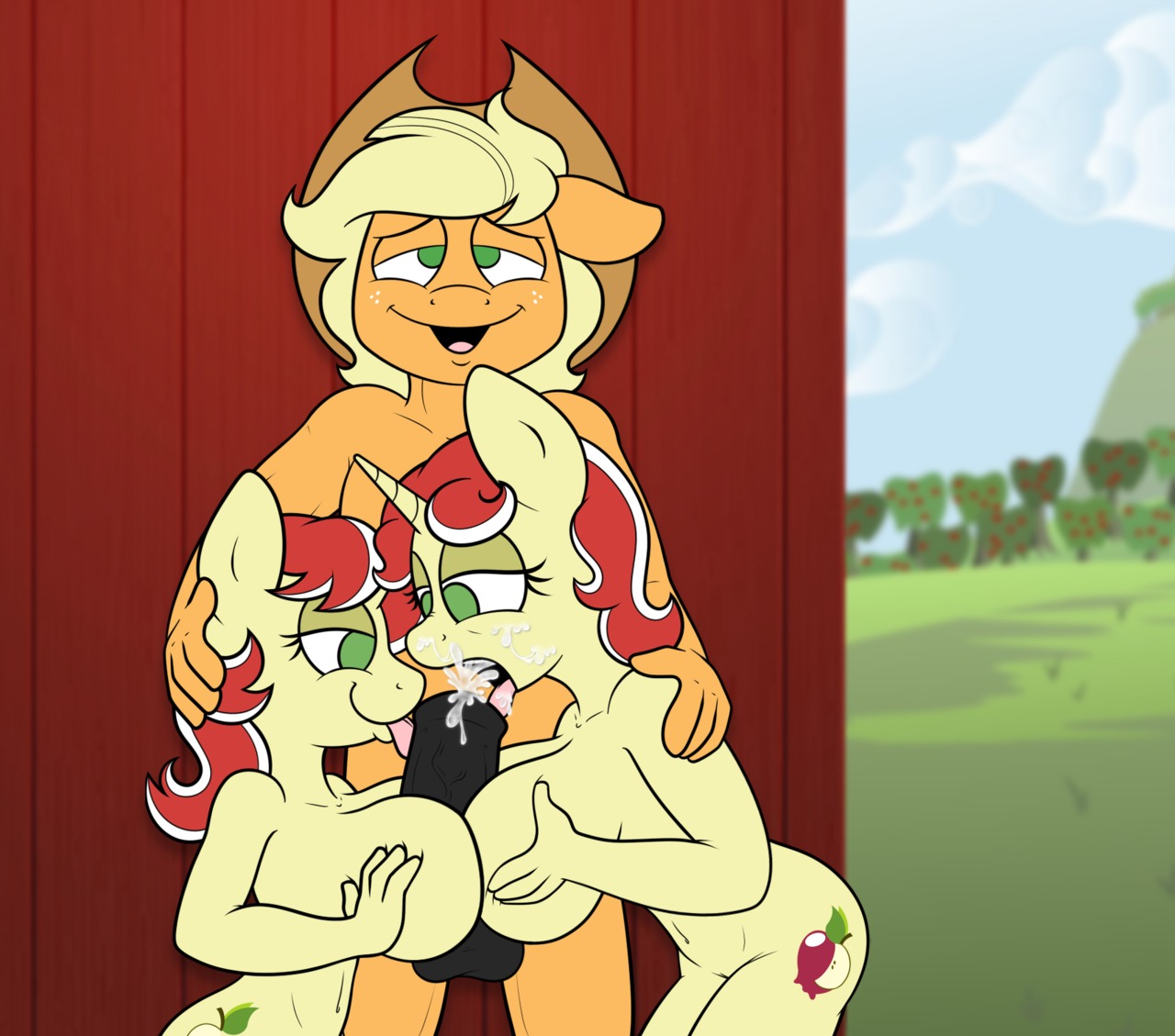 animal_genitalia animal_penis anthro anthrofied applejack_(mlp) balls bodily_fluids breast_play breast_squish breasts breasts_frottage butt clothing cocomania collaborative collaborative_fellatio collaborative_oral collaborative_sex collaborative_titfuck cowboy_hat crossgender cutie_mark digital_media_(artwork) e621 earth_pony equid equine equine_genitalia equine_penis erection fellatio female flam_(mlp) flim_(mlp) freckles friendship_is_magic genital_fluids genitals green_eyes group group_sex hasbro hat headgear headwear horn horse identical_twins indirect_incest_(lore) licking male male/female mammal my_little_pony mythological_creature mythological_equine mythology navel open_mouth oral penile penis penis_lick pony precum sex sibling_(lore) sister_(lore) sisters_(lore) smile squish teamwork threesome titfuck tongue tongue_out trio twins_(lore) unicorn vein