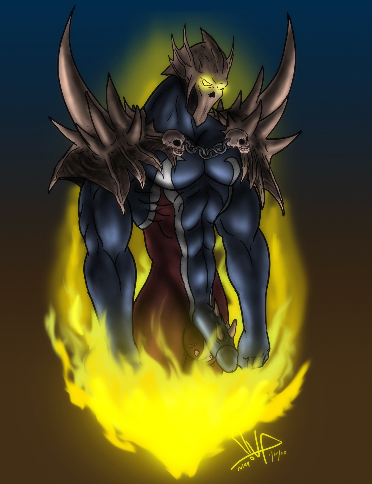 armor balls bgn big_balls biped bone demon demon_humanoid digital_media_(artwork) e621 empty_eyes erection genitals glowing glowing_eyes hi_res humanoid looking_at_viewer male muscular muscular_humanoid muscular_male nude penis presenting skull solo spawn spawn_(series) spiked_balls spiked_penis spikes spikes_(anatomy) standing yellow_eyes yellow_glow