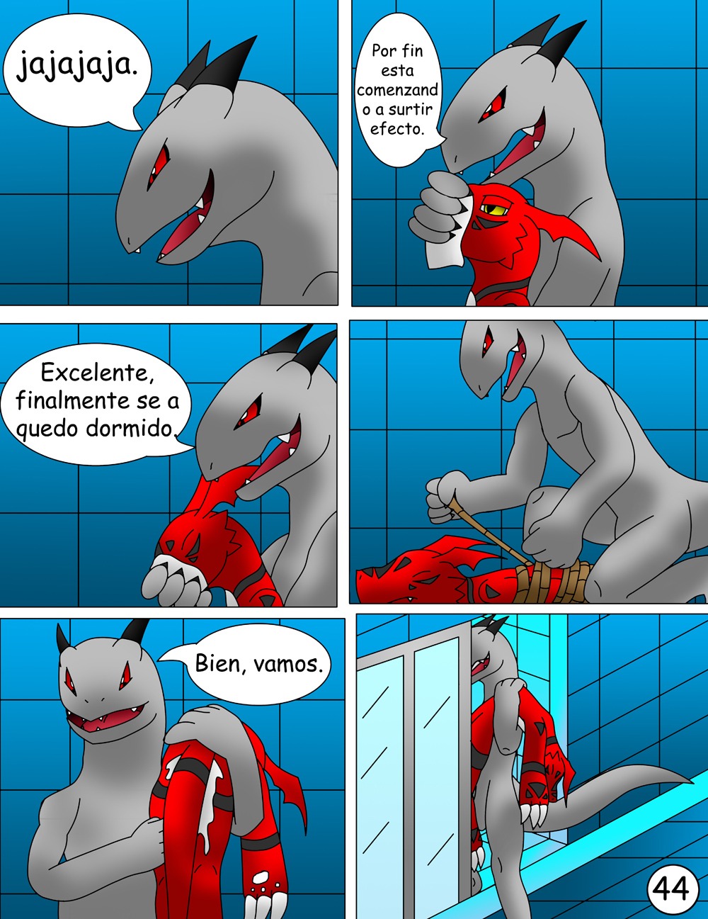 adolescent age_difference anal anthro bandai_namco bodily_fluids bound chloroform claws comic crocodile crocodilian crying cum cum_inside dialogue digimon digimon_(species) digital_media_(artwork) dominant dragon duo e621 eyes_closed forced genital_fluids genitals guilmon hector21314 hi_res horn imminent_rape imminent_sex larger_dom larger_male male male/male male_penetrated male_penetrating male_penetrating_male multiple_scenes mythological_creature mythological_scalie mythology nude penetration penis red_eyes reptile scalie sex size_difference smaller_male spanish_text tail tears text thick_penis toe_claws translated unconscious violence young