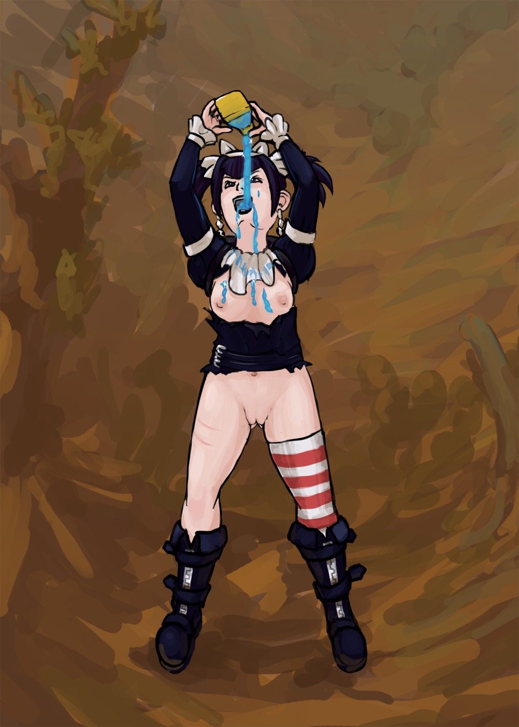 annie_hastur blue_potion clothing emikochan female flat_chest goth_annie league_of_legends navel nipples pussy rule34 tagme torn_clothes