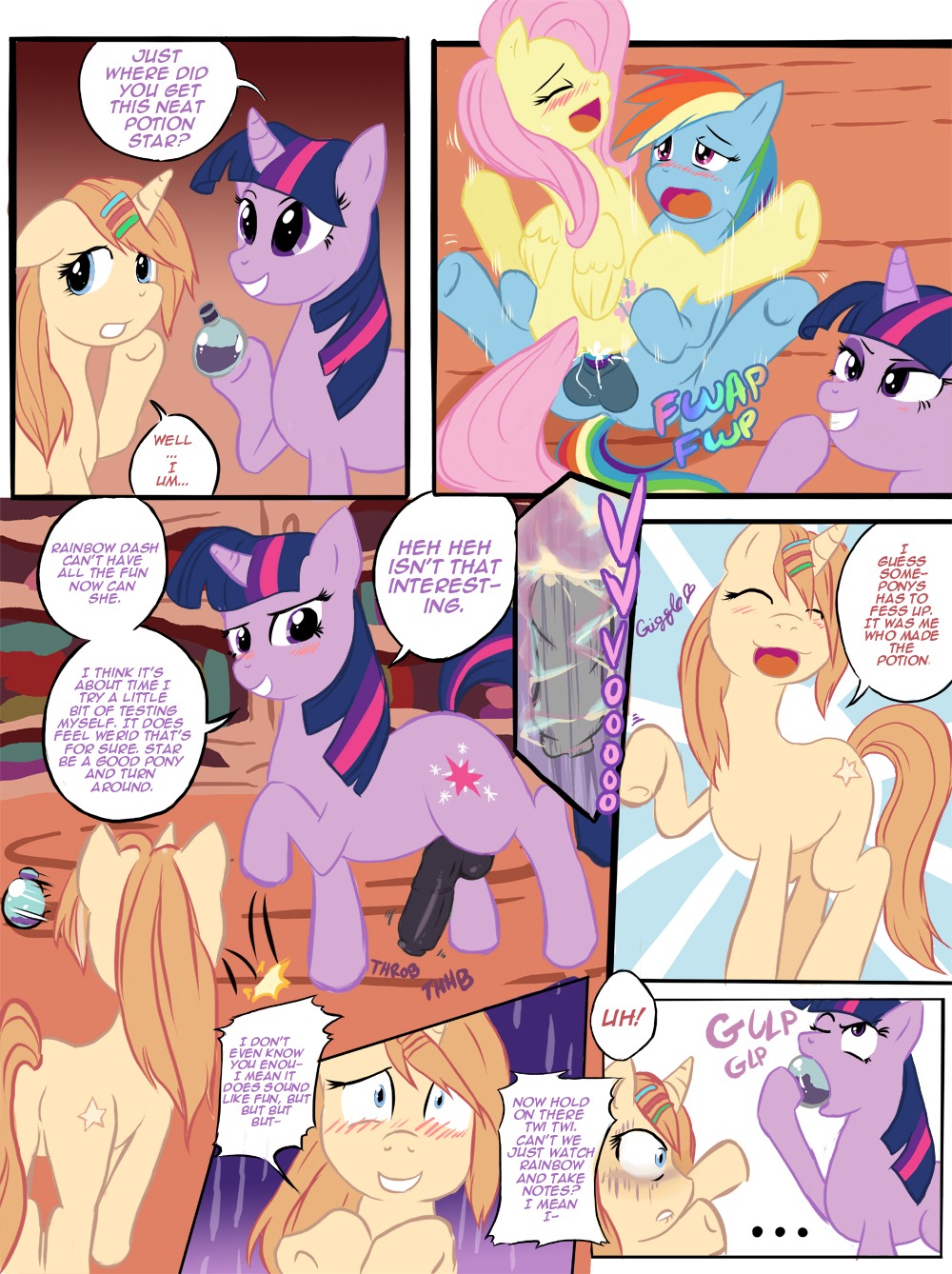 2futas comic darkstarchan fluttershy friendship_is_magic futanari intersex my_little_pony rainbow_dash rule34 smooth_skin twilight_sparkle