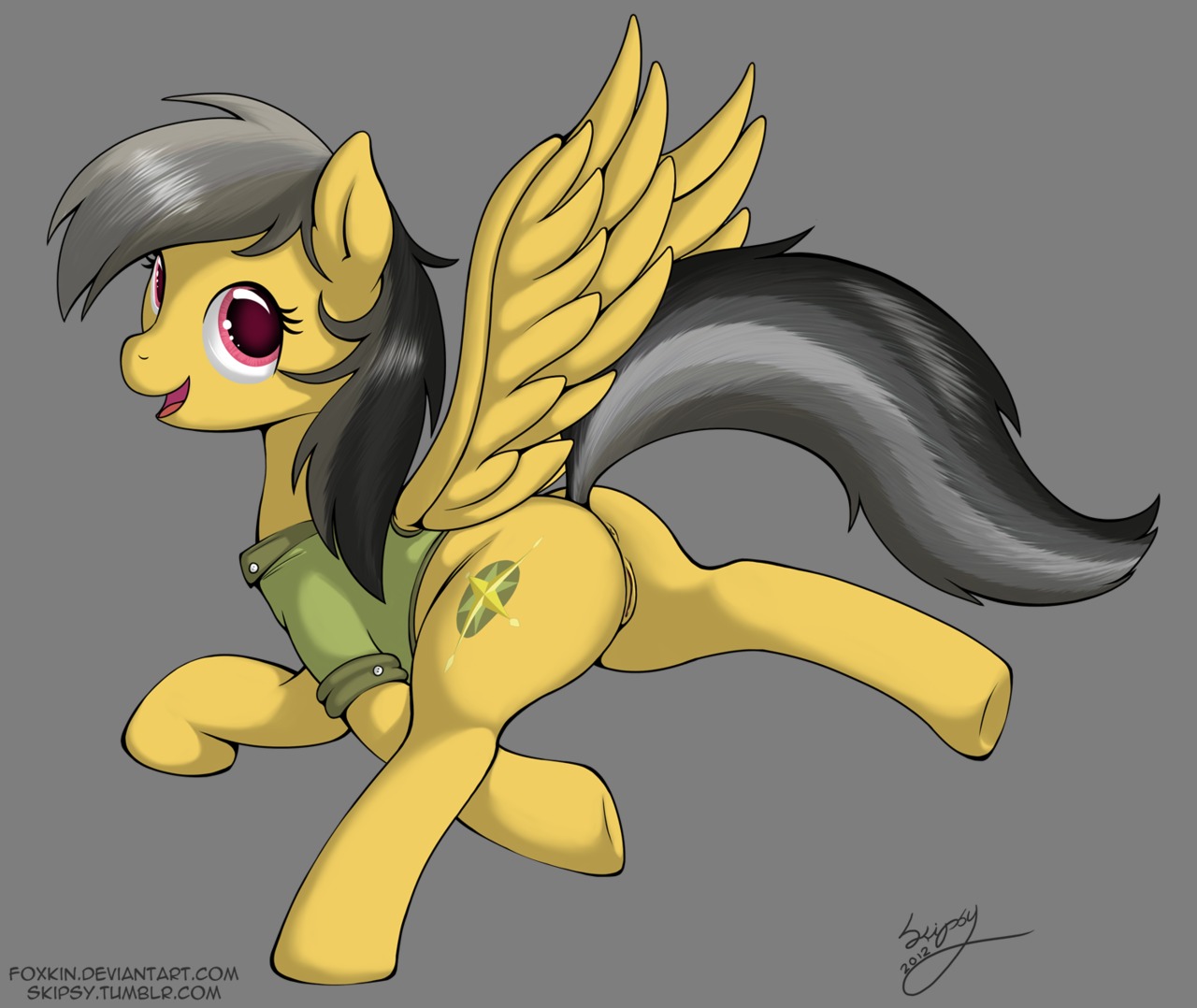 2012 alpha_channel anus brown_body brown_feathers butt clothing cutie_mark daring_do_(mlp) e621 equid equine feathered_wings feathers female feral friendship_is_magic genitals grey_hair hair happy hasbro long_hair looking_at_viewer mammal my_little_pony mythological_creature mythological_equine mythology pegasus purple_eyes simple_background skipsy smile solo tail vulva wings