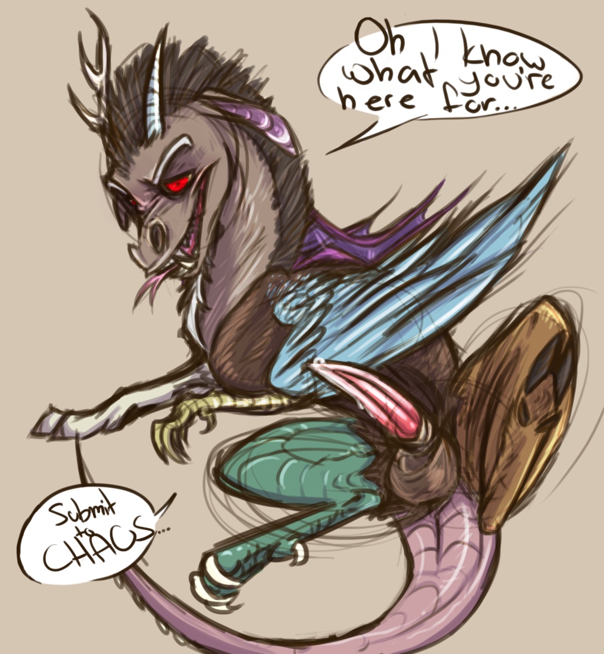 chimera discord_(mlp) draconequus feral friendship_is_magic male male_only my_little_pony rule34 starstrap straight_hair tagme