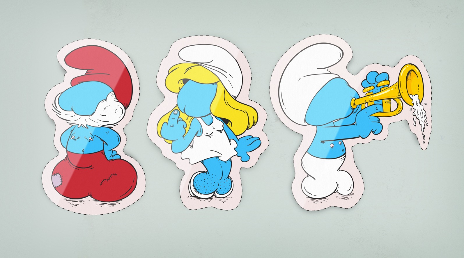 blue_skin dagenskuk female papa_smurf rule34 smurfette tagme the_smurfs