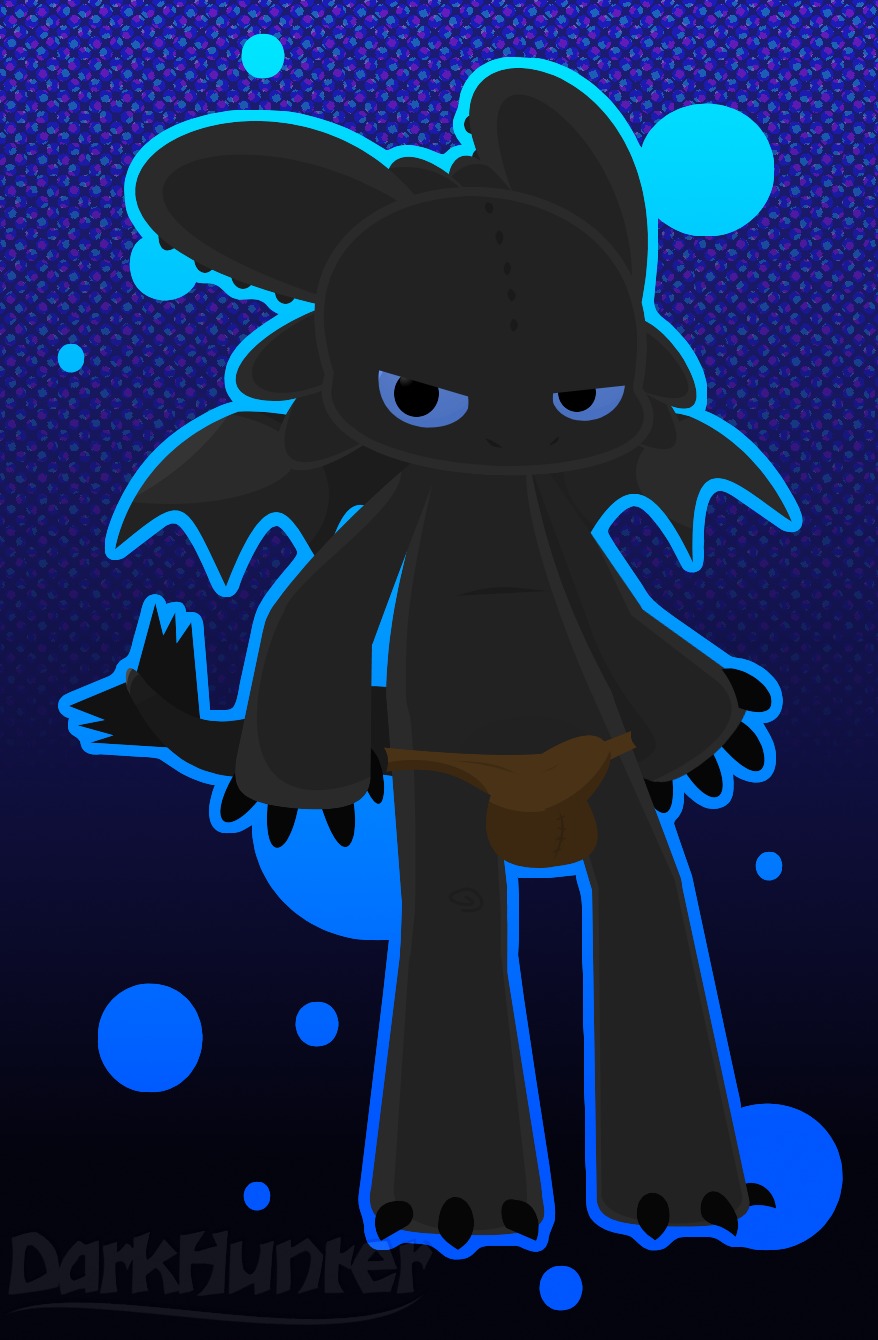 anthro anthrofied blue_eyes bulge clothed clothing darkhunter detailed_bulge dragon dreamworks e621 english_text european_mythology fury_(httyd) genital_outline hi_res how_to_train_your_dragon looking_at_viewer male membrane_(anatomy) membranous_wings mythological_creature mythological_scalie mythology night_fury penis_outline scalie solo tail text toothless underwear unknown_artist western_dragon wings