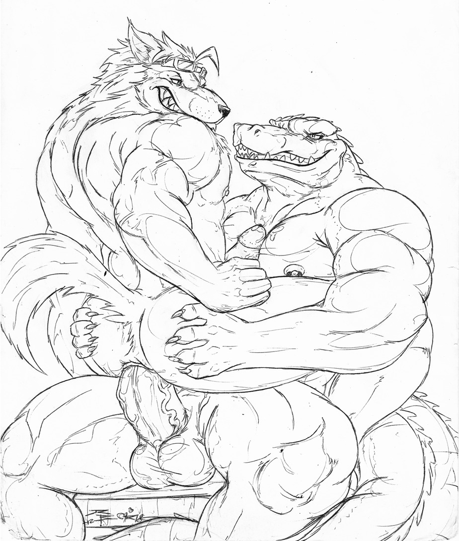 abs alex_(jrbart) anal anal_penetration anthro anus athletic balls biceps big_penis black_and_white bodily_fluids butt butt_grab canid canine canis claws crazydrak crocodile crocodilian cum cum_in_ass cum_inside cum_on_chest dingo duo e621 erection eyewear fangs from_front_position fur genital_fluids genitals goggles hand_on_butt humanoid_genitalia humanoid_penis interspecies male male/male male_on_bottom male_on_top male_penetrated male_penetrating male_penetrating_male mammal mastery_position monochrome muscular nipple_piercing nipples nude on_bottom on_top pecjob pecs penetration penile penile_penetration penis penis_in_ass piercing reptile scales scalie sex sketch tail teeth vein