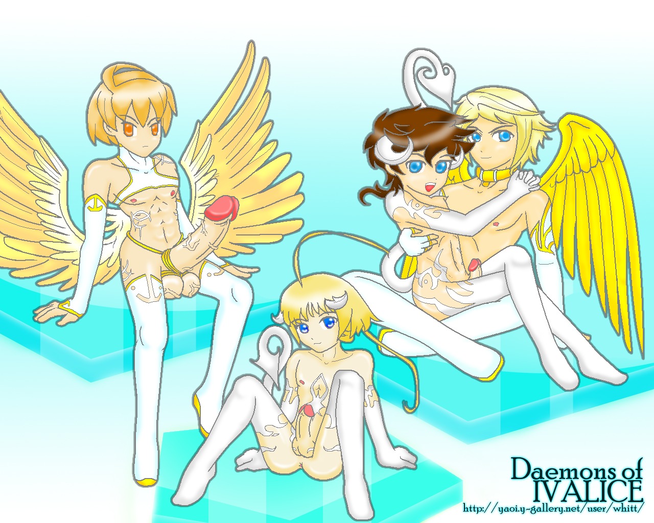 4boys anus balls blonde_hair blue_eyes brown_hair cock_ring collar final_fantasy final_fantasy_tactics final_fantasy_tactics_advance final_fantasy_xii gay horns large_penis luso male male_nipples male_only marche multiple_boys multiple_males nipples orange_eyes penis ramza_beoulve rule34 sitting testicles vaan vein veiny_penis whitt yaoi