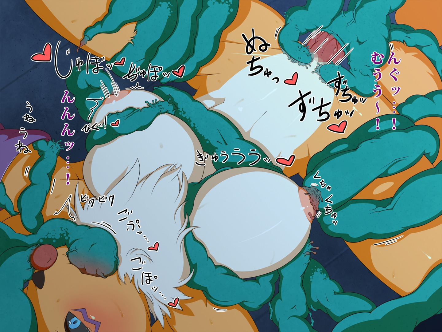 breasts canine censored comic digimon digital_sex_sleeve female fox heart japanese_text mosaic_censoring multicolored_body multicolored_fur nipples renamon rule34 sindoll tentacle text translation_request two-tone_body two-tone_fur white_body white_fur yellow_body yellow_fur