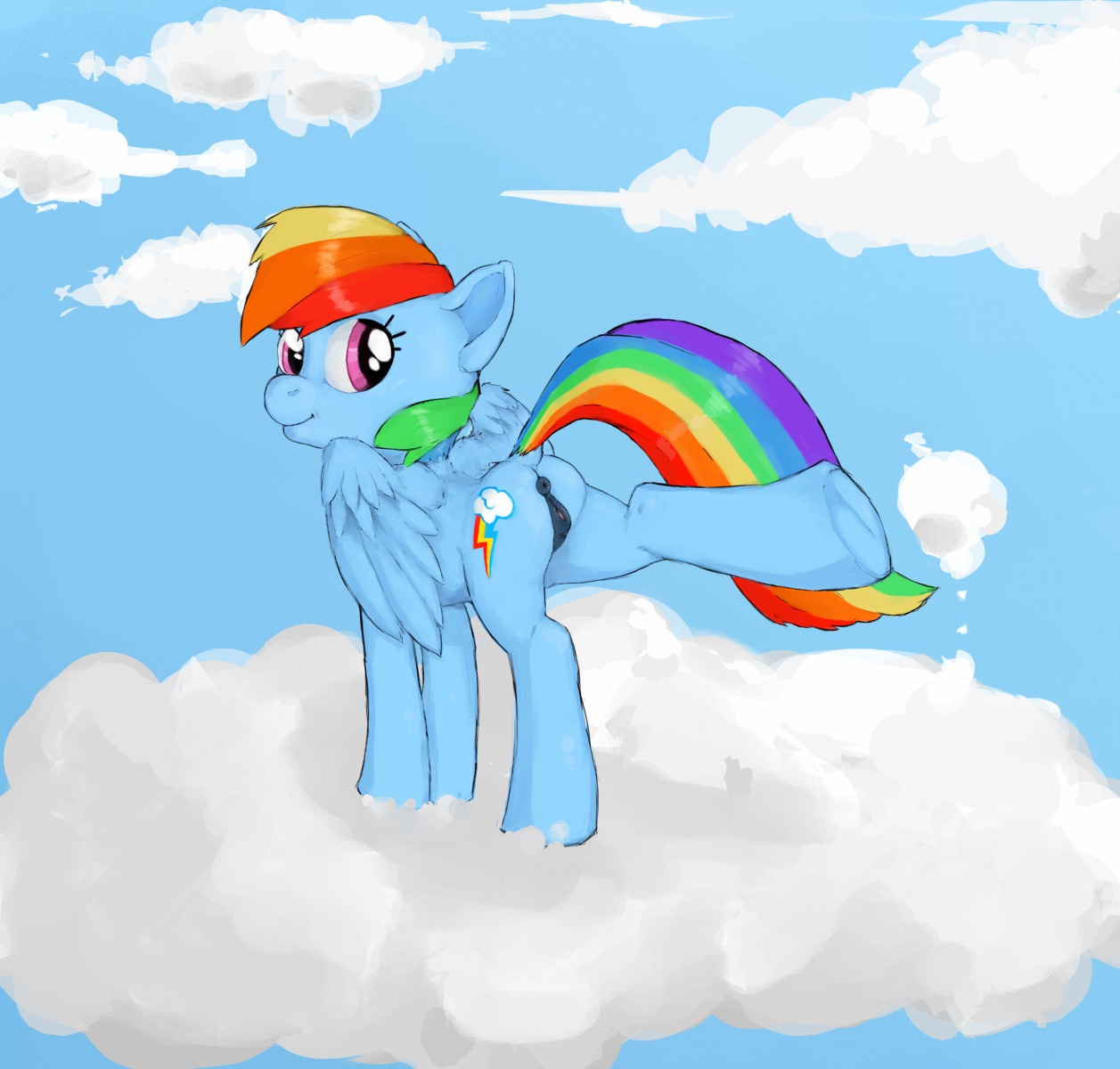2013 all_fours anatomically_correct anatomically_correct_genitalia anatomically_correct_vulva animal_genitalia animal_vulva anus blue_body blue_feathers blue_fur blue_skin butt cloud cutie_mark doe-shmo e621 equid equine equine_genitalia equine_vulva feathered_wings feathers female feral friendship_is_magic fur genitals hair happy hasbro hi_res jac looking_back mammal multicolored_hair multicolored_tail my_little_pony mythological_creature mythological_equine mythology outside pegasus pink_eyes presenting presenting_hindquarters presenting_vulva puffy_anus rainbow_dash_(mlp) rainbow_hair rainbow_tail raised_leg sky skyscape smile solo spread_legs spreading standing tail vulva wings