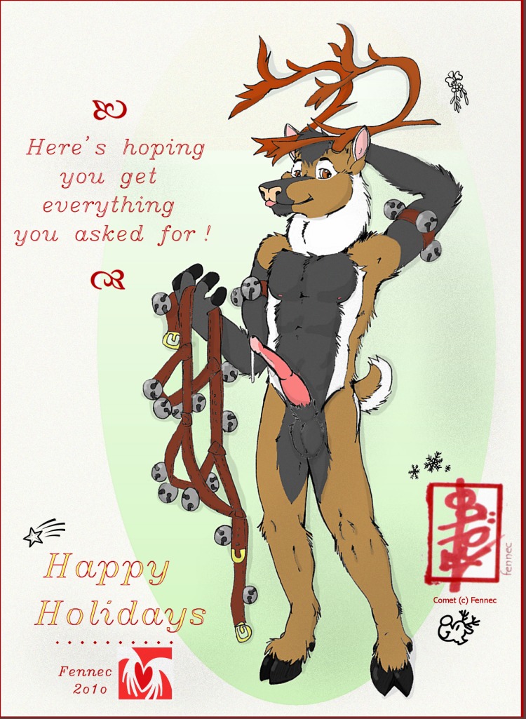 2010 anthro christmas deer fennec holding_object hooves male male_only nude reindeer rule34 solo standing tagme