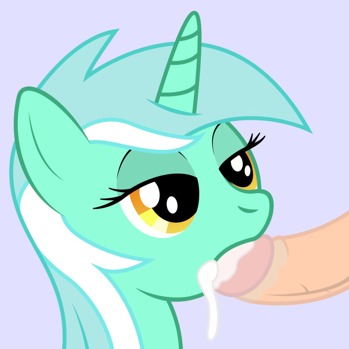 1:1 amber_eyes bodily_fluids cum disembodied_penis duo e621 equid equine erection fellatio female female_focus female_penetrated friendship_is_magic genital_fluids genitals hair hasbro hi_res horn lyra_heartstrings_(mlp) male male/female male_penetrating male_penetrating_female mammal multicolored_hair my_little_pony mythological_creature mythological_equine mythology oral oral_penetration penetration penile penis sex simple_background solo_focus two_tone_hair unicorn unimpressed unknown_artist