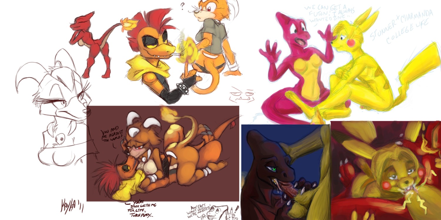 anthro ass bent_over black_nose breasts charmeleon cigarette clothes color cowgirl_position cunnilingus dialog ebonyleopard electricity english_text fellatio female fire fur furry hair houndoom hybrid licking male mel_the_hybrid multiple_females multiple_males nintendo nude open_mouth oral orange_skin pikachu pok&eacute;mon_(species) pokemon pokemon_(species) raised_tail red_hair red_skin rule34 scrafty smoking straight sucking tail tail_fire tail_grab text yellow_fur