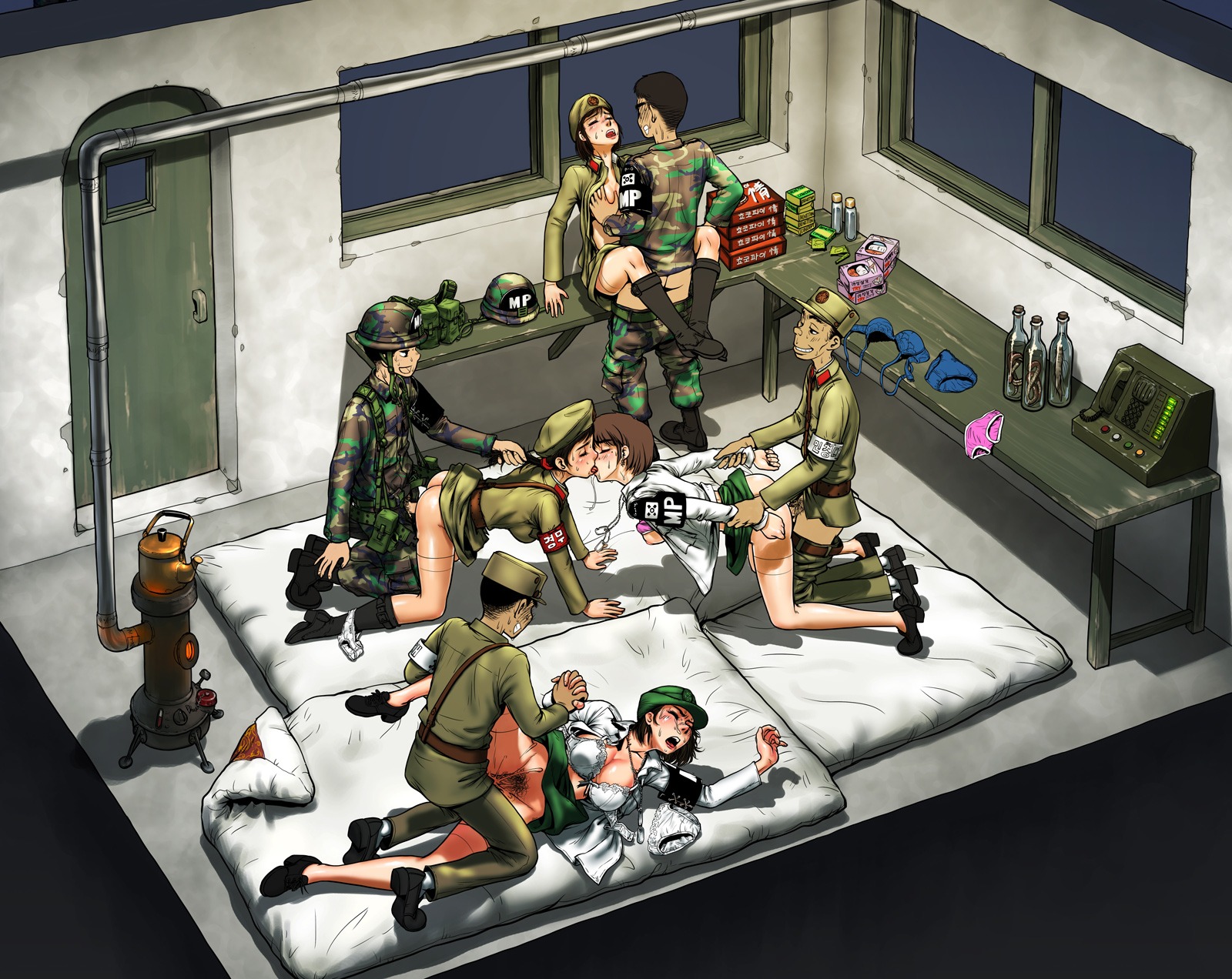 4boys 4girls all_fours arms_behind_back arms_held_back back black_hair blue_bra blue_panties boots bra bra_lift bra_pull bra_removed breast_grab breasts brown_hair calf_boots camo clothed_sex condom crying cum cum_in_pussy dog_tags doggy_style dress_shirt female female_soldier from_behind gangbang gogocherry green_shirt green_skirt group_sex hair_pull hand_holding holding_hands interlocked_fingers interracial kissing leg_lock male mass_rape mattress military_uniform multiple_boys multiple_females multiple_girls multiple_males nipples no_bra no_panties open_bra open_clothes open_mouth open_shirt orgasm orgy panties panties_around_ankle panties_around_one_leg panties_removed penis pink_bra pink_panties pleasure_face prison_guard_position pubic_hair pussy rape rule34 sex shirt skirt skirt_lift smile soldier spread_legs straight sweat swingers tears thighhighs unbuttoned uncensored underwear uniform vaginal white_bra white_panties white_shirt window wrist_grab