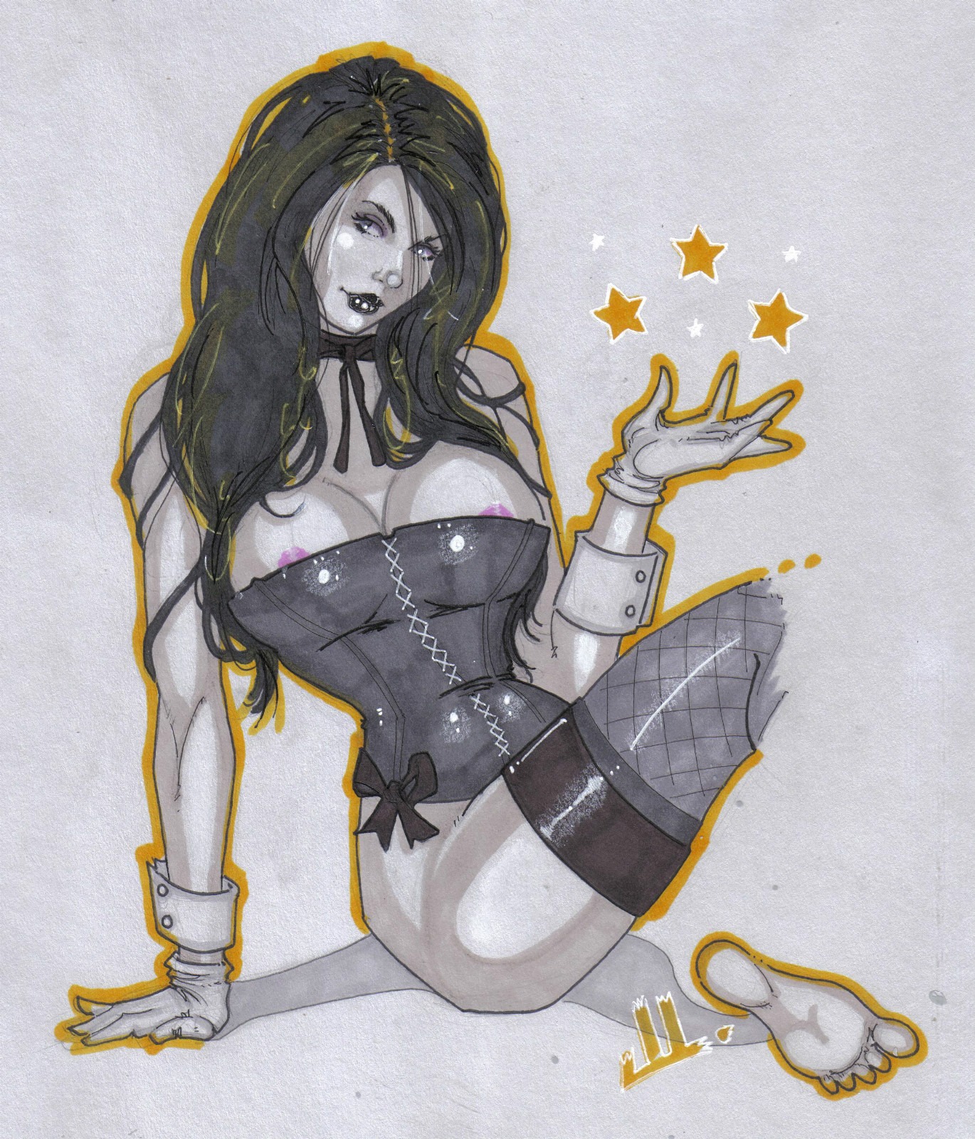 black_and_white dc dc_comics female female_only human jaiden_lourde monochrome rule34 solo straight_hair tagme zatanna