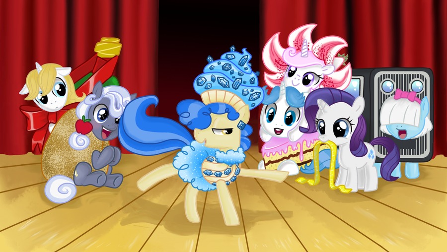 clothing costume curtains cutie_mark drag_(fashion) e621 earth_pony equid equine fancypants_(mlp) female feral fleur_de_lis_(mlp) friendship_is_magic group hasbro hoity_toity_(mlp) horn horse mammal my_little_pony mythological_creature mythological_equine mythology photo_finish_(mlp) pony prince_blueblood_(mlp) quadruped rarity_(mlp) sapphire_shores_(mlp) stage tail unicorn unknown_artist young
