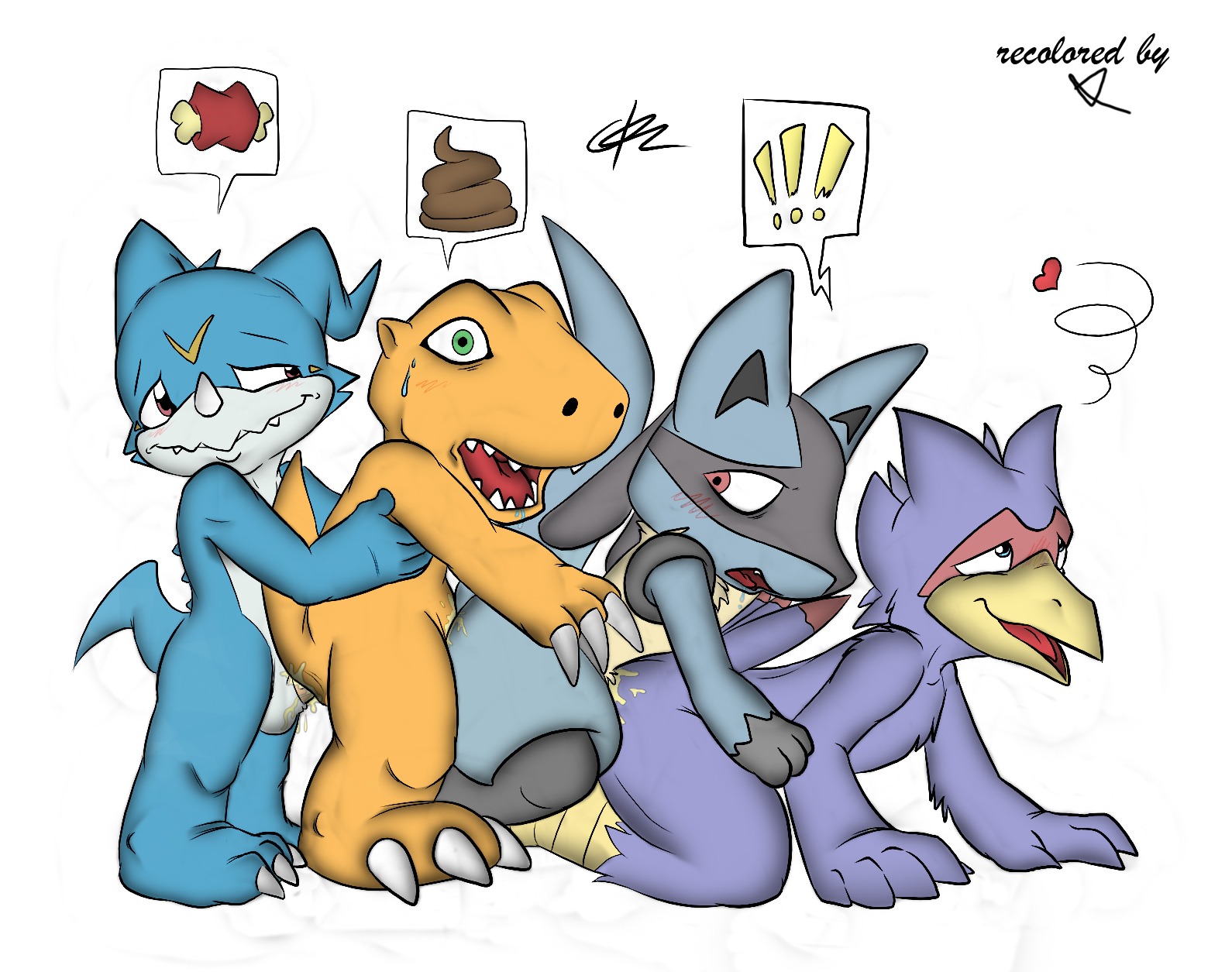 4boys agumon anal ass avian bird c0nnerc00n canine crossover cum cum_in_ass digimon digimon_(species) dinosaur dragon falco_lombardi furry furry_only gay lucario male male_only nintendo open_mouth pokemon pokemon_(species) reptile rule34 scalie sex star_fox sweat veemon yaoi