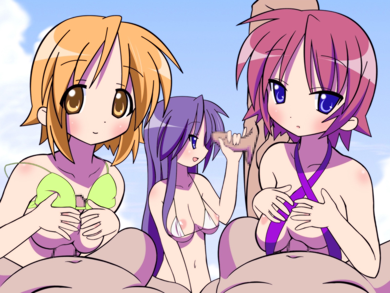 censored character_request female highres human inori_hiiragi lucky_star male matsuri_hiiragi nude poltesimo rule34 straight undressing
