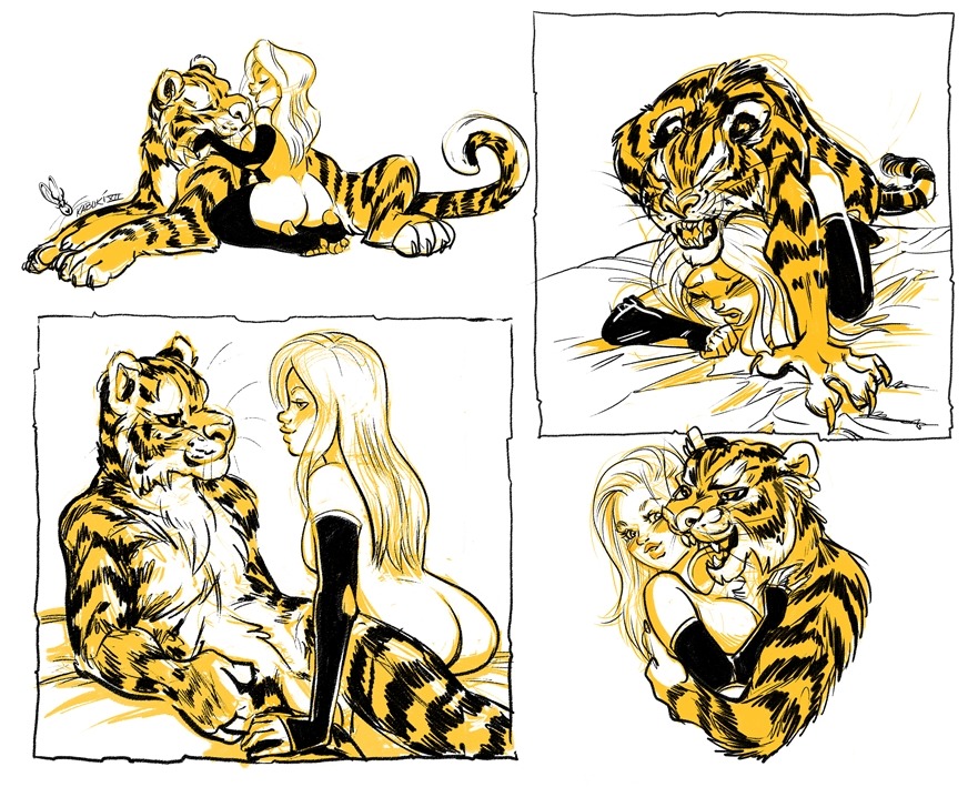 all_fours anthro bestiality blonde_hair breasts clothing comic doggystyle duo e621 eye_contact eyes_closed ezzleo felid female female_on_feral female_penetrated feral flaccid footwear from_behind_position genitals hair human human_on_anthro human_on_feral interspecies kabuki_homewood kathleen kneeling legwear light_body light_skin looking_at_another male male/female male_penetrating male_penetrating_female mammal mostly_nude nude open_mouth pantherine penetration penis russ sex simple_background socks tail tiger toeless_footwear toeless_socks white_background