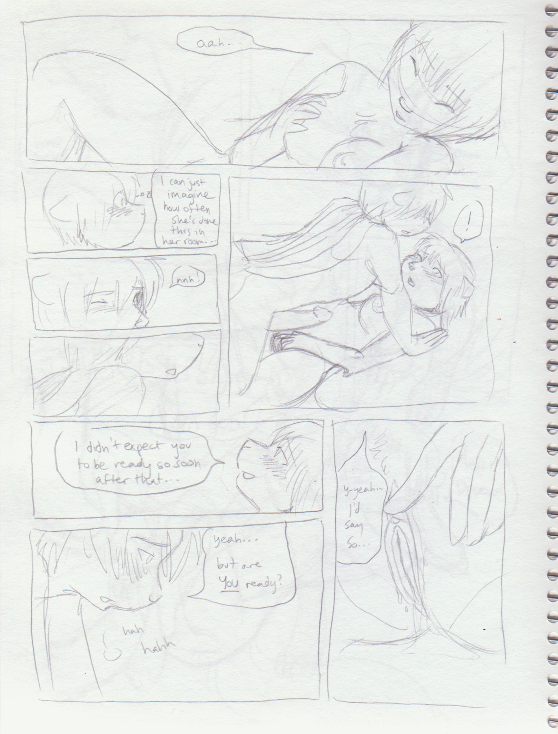adolescent all_fours alternating_focus anthro anthro_on_anthro black_and_white blockage_(layout) blush blush_lines bodily_fluids breasts breath brother_(lore) brother_and_sister_(lore) chest_tuft clitoral_hood clitoris comic content_repetition devon_(nikora_angeli) dialogue duo e621 eight_frame_image english_text erection exclamation_point eye_contact eyes_closed female fur genital_fluids genitals glans hair hi_res horizontal_blockage horizontal_staggering humanoid_genitalia humanoid_penis incest_(lore) inner_monologue intraspecies keri_(nikora_angeli) looking_at_another looking_pleasured lying male male/female mammal mephitid moan monochrome nikora_angeli nipples nude on_back one_eye_closed open_mouth panting penis sex short_hair sibling_(lore) sister_(lore) sketch skunk staggering_(layout) stuttering text text_emphasis thinking thought_bubble tuft twincest_(lore) twins_(lore) underline vaginal_fluids vertical_blockage vulva wet young