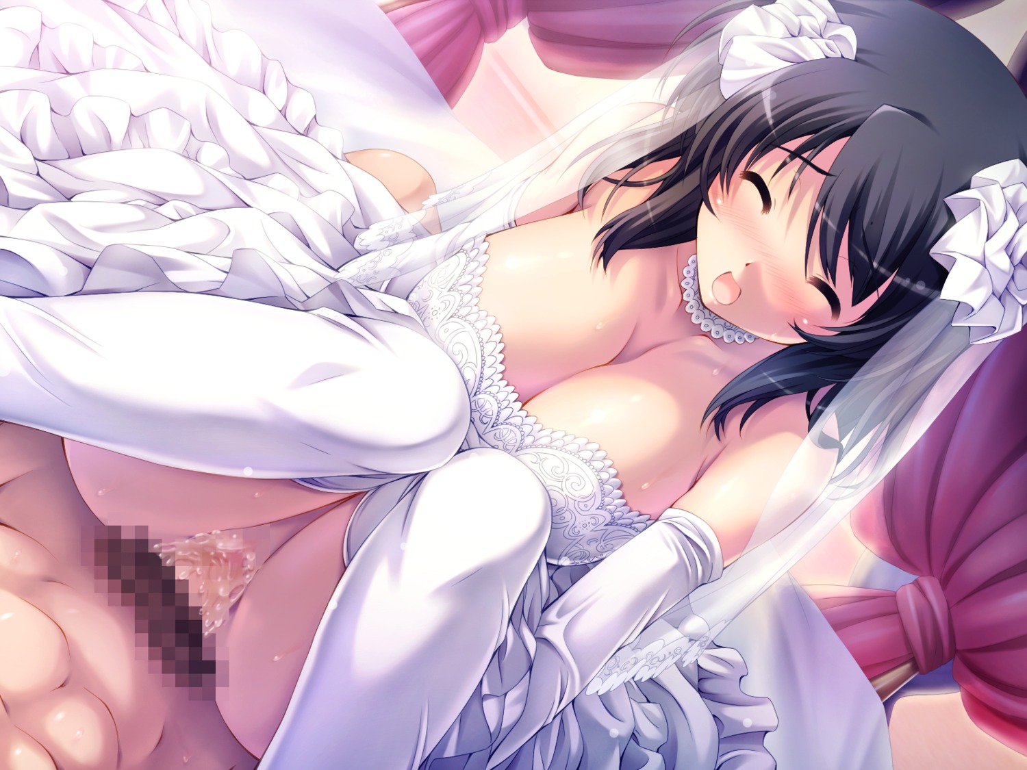 censored cleavage cum dress escu:de female game_cg male nopan otome_renshin_prister penis pussy ranka_shirogane rule34 sex thighhighs vagina wedding_dress