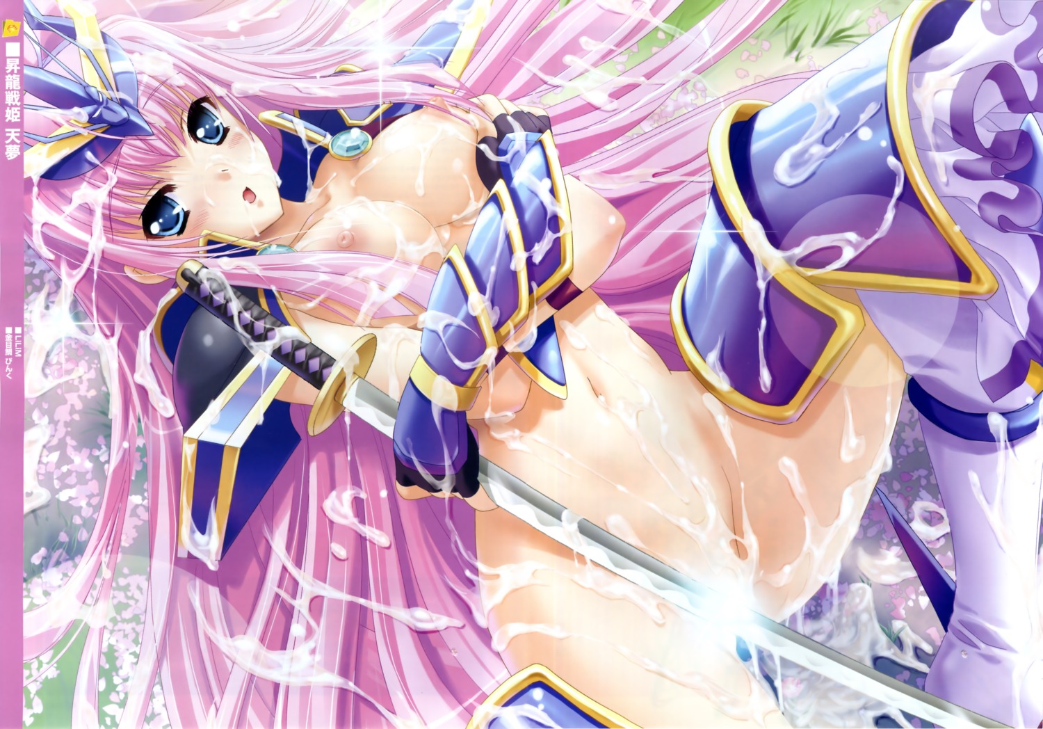armor cum female nipples nude rule34 sword weapon wet