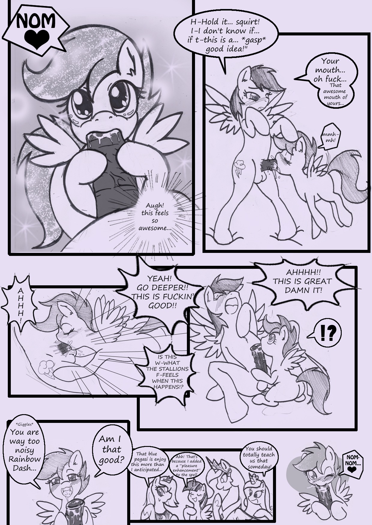 2013 anibaruthecat animal_genitalia animal_penis black_and_white bodily_fluids comic cum cum_in_mouth cum_inside cutie_mark dialogue duo e621 english_text equid equine equine_genitalia equine_penis erection eyes_closed feathered_wings feathers fellatio female female_penetrated feral feral_penetrated friendship_is_magic fur genital_fluids genitals group gynomorph gynomorph/female gynomorph_penetrating gynomorph_penetrating_female hair half-closed_eyes hasbro heart_symbol hi_res horn intersex intersex/female intersex_penetrating intersex_penetrating_female licking mammal monochrome my_little_pony mythological_creature mythological_equine mythology narrowed_eyes one_eye_closed open_mouth oral oral_penetration pegasus penetration penile penis penis_lick princess princess_cadance_(mlp) princess_celestia_(mlp) princess_luna_(mlp) profanity rainbow_dash_(mlp) royalty scootaloo_(mlp) sex sitting sketch standing text tongue tongue_out traditional_media_(artwork) twilight_sparkle_(mlp) vein winged_unicorn wings young young_feral