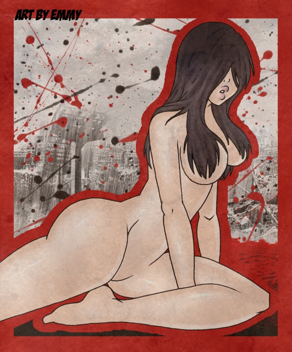 1girls 2d alma_wade ass black_hair breasts convenient_censoring f.e.a.r. f.e.a.r._2 female female_only hair_over_eyes pale_skin rule34 solo solo_female tagme