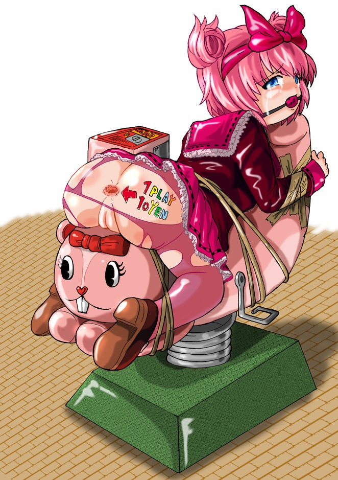 anus ass blue_eyes blush bondage female happy_tree_friends pink_hair pussy rule34
